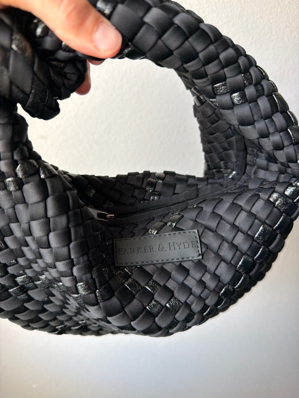 Parker & Hyde Black Metallic Woven Knot Bag - Picture 2 of 3
